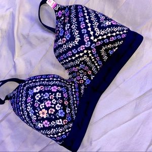 Flower print bra